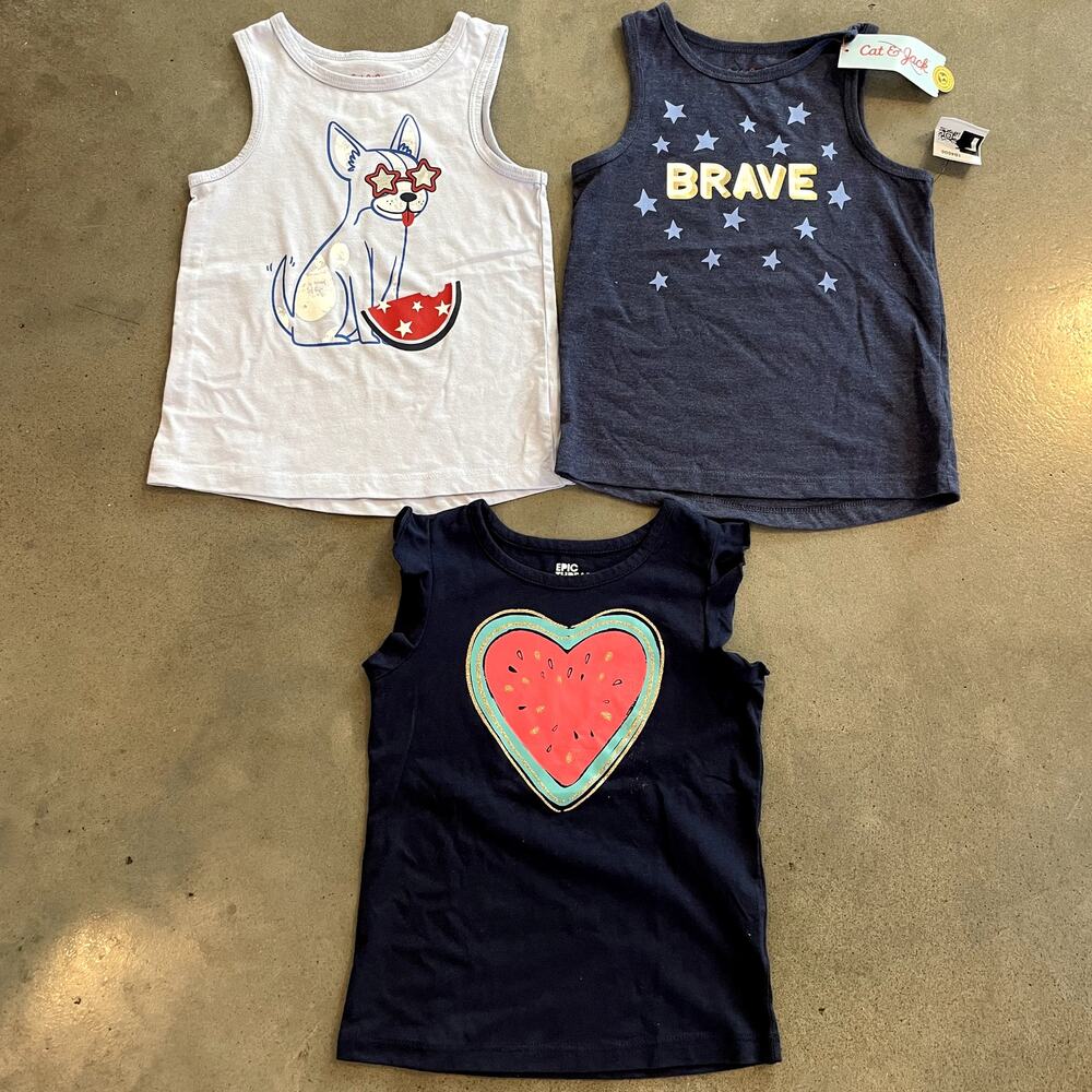 Epic Threads Cat & Jack blue toddler girls 4T tops bundle set